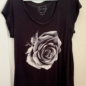 Lucky Brand Black Graphic T-Shirt with Short Sleeves